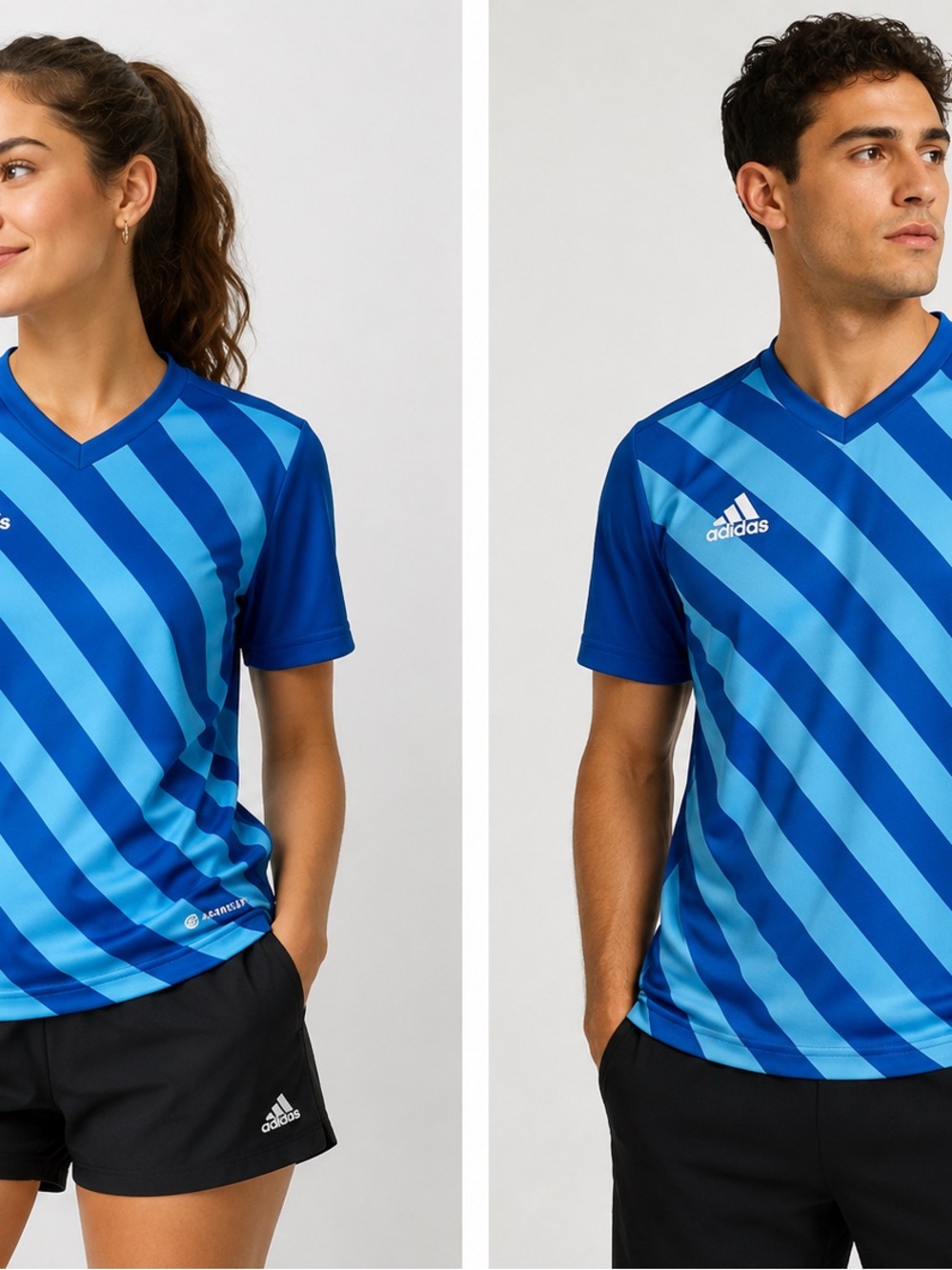 adidas Men’s or women’s Royal and Sky Blue Diagonal Stripe Soccer Jersey